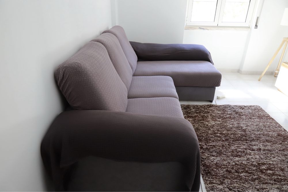 Sofá chaise long cinzento