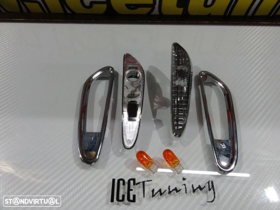 Piscas, Farolins Laterais + lâmpadas cromadas para BMW E81, E82, E84, E87, E88, E46 +01, E60, E61 E90 E91 E92 E93 fundo smoke / escurecidos