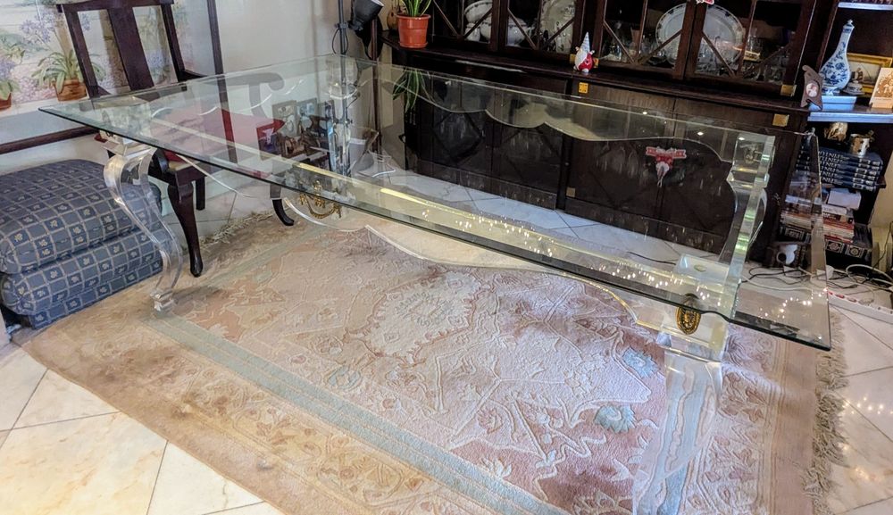 Mesa de jantar vintage em vidro - 2 metros, elegante e robusta