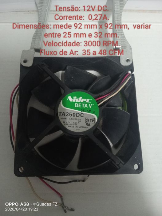 ventilador axial DC sem escovas (brushless)
