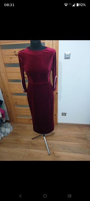 Nowa welurowa  elegancka sukienka damska rozm uniwersalny