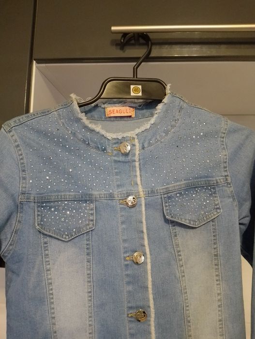 Kurtka jeansowa dziewczęca 146