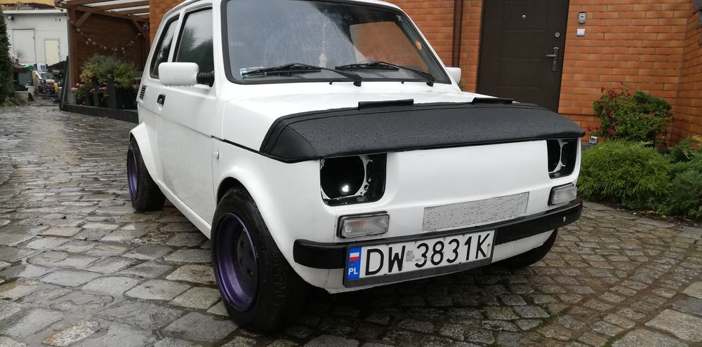 Fiat 126p bra osłona maski przedniej czarna skóra tuning