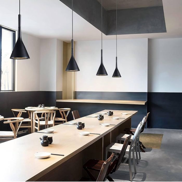 Nowoczesna Lampa Wisząca Metalowa Czarna Matowa