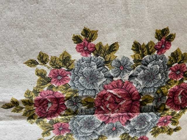 Colcha linho e algodão cama de casal com flores