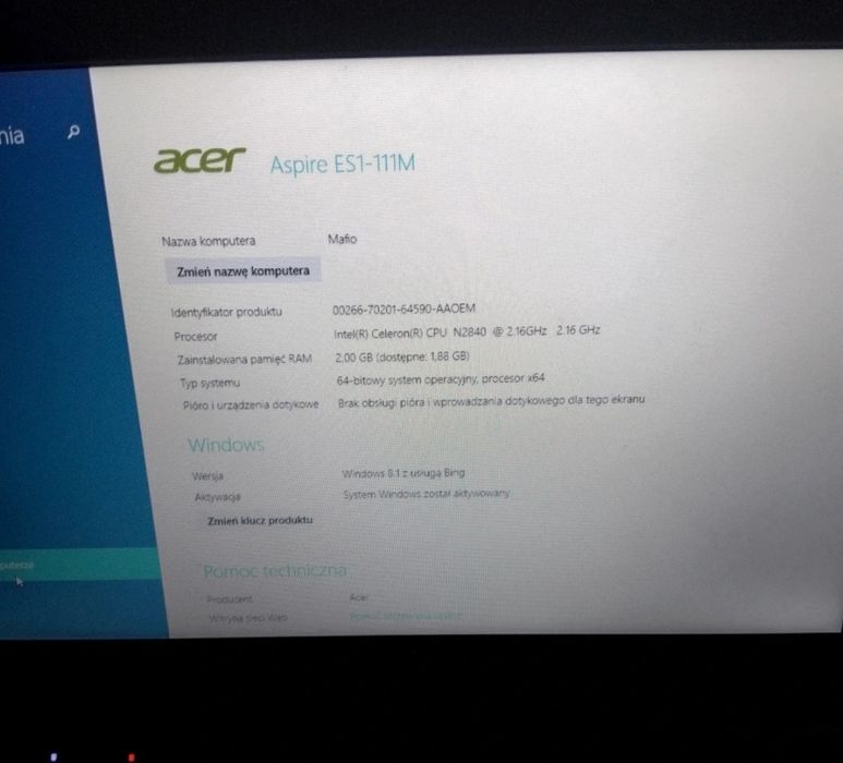 Acer laptop sprawny