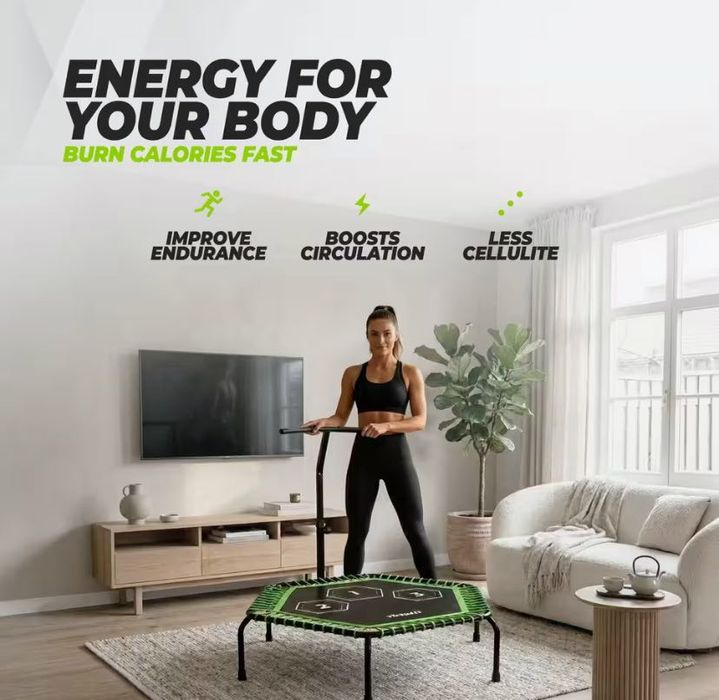 Trampolim Fitness à venda — VirtuFit Pro, 127cm com barra de apoio