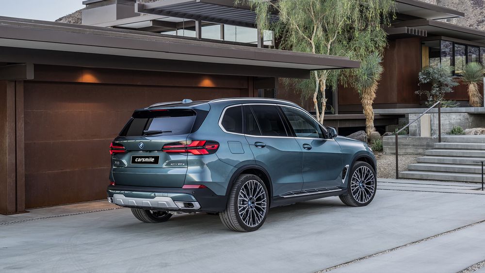 BMW X5 niebieskie od tyłu z prawej strony