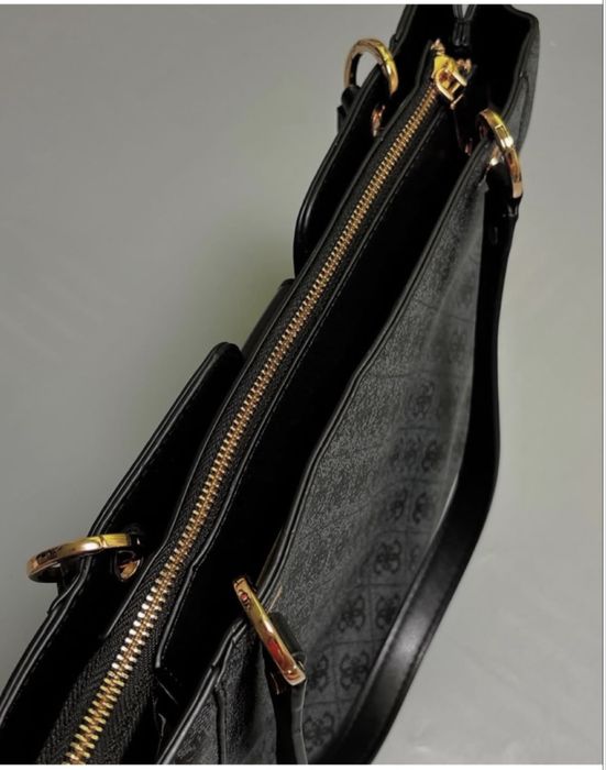 Шопер Guess чорний і сірий прінт