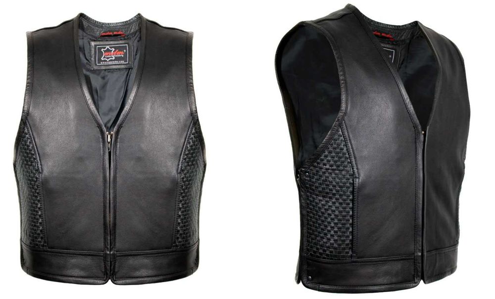 Байкерський шкіряний жилет, теляча шкіра.