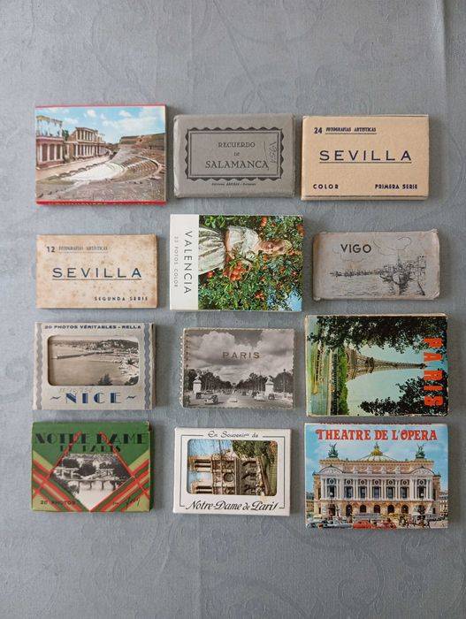 Coleção de carteiras de postais em miniatura do Mundo