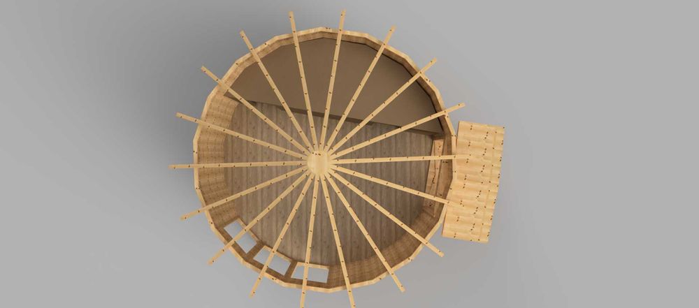 Nowoczesna Jurta  z litego drewna  CLT  35 m² + 9 m² antresola