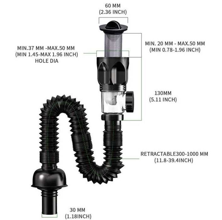 Zestaw Rur Odpływ zlewu filtr dezodoryzujący FlipTop AntiOdor