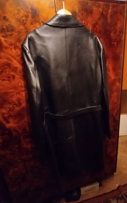 Płaszcz skórzany męski czarny