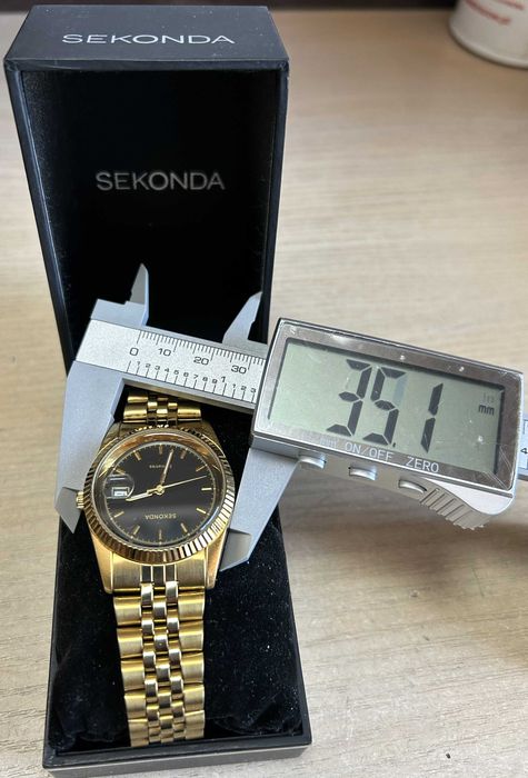 SEKONDA 3100H BKT Gold-Tone Dial Black Zegarek unisex Miyota Japan