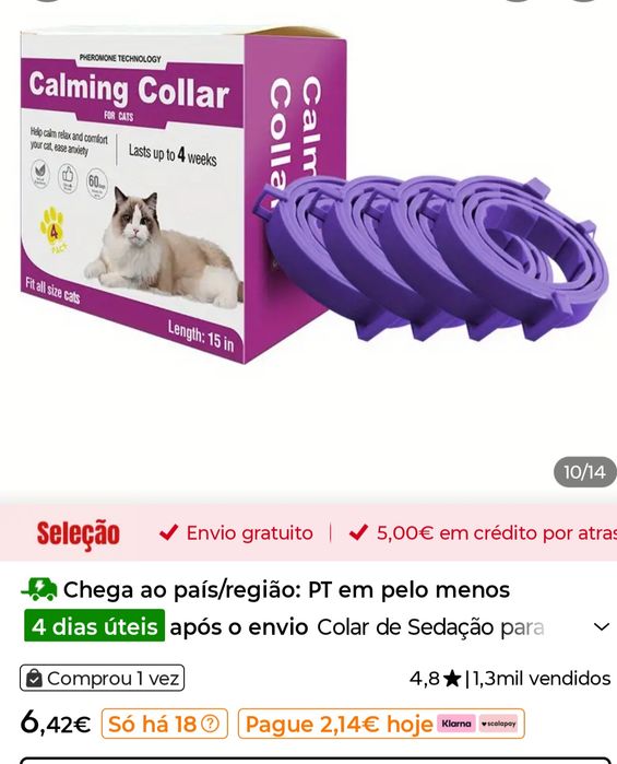 Coleira calmante gato cheiro a valeriana