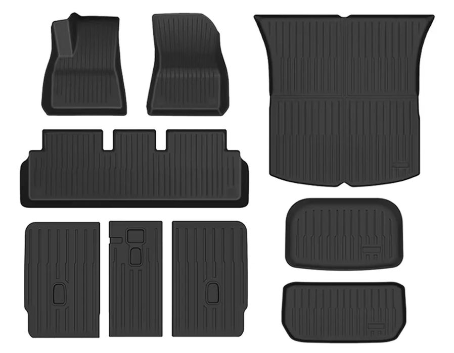 Conjunto 9 Tapetes Borracha TPE All Weather Tesla Model Y 2025 Juniper