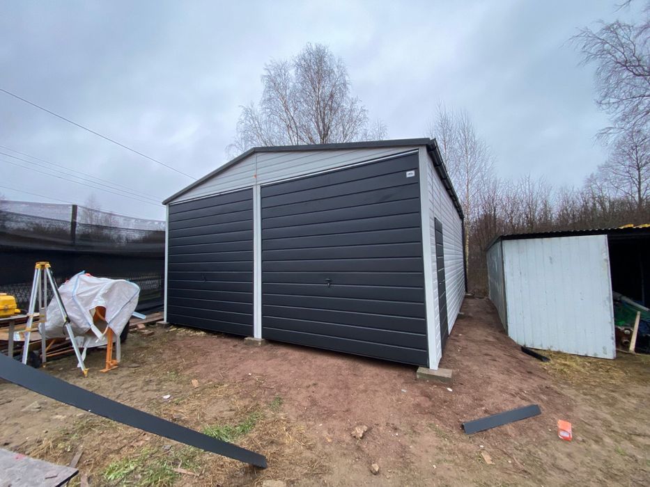 Duży garaż blaszany 6x8, światło wjazdu 260 cm. Profil zamknięty.