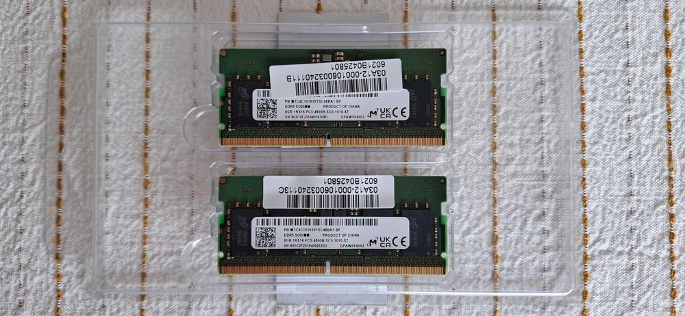 Pack 2x 8GB (16GB) Sodimm Micron DDR5 4800Mhz PC5-4800
