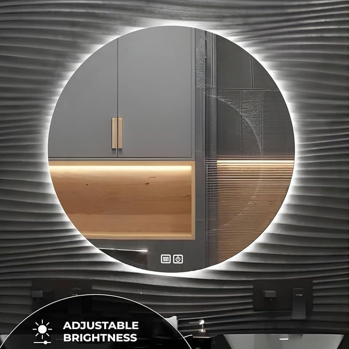 Lustro łazienkowe Bayt 60 cm Led podgrzewane okrągłe przeciwmgielne