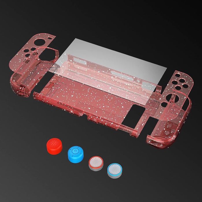 Etui na nintendo switch czerwony brokat