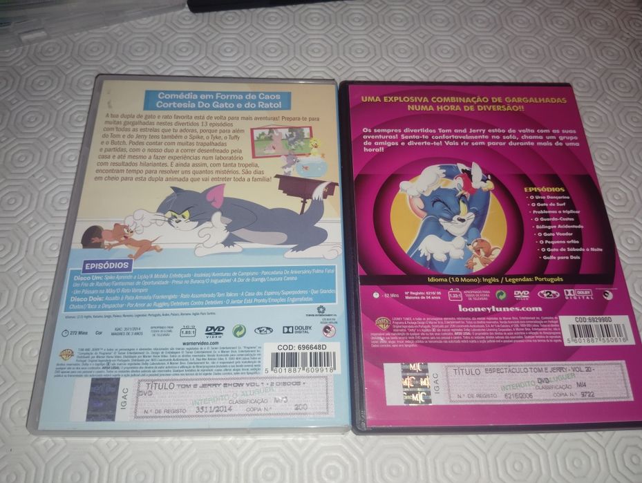 DVDs Filmes Infantis Tom&Jerry Como Novos
