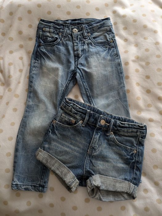 Rozmiar 92cm. Zestaw jeansów krótkie + długie. H&M.