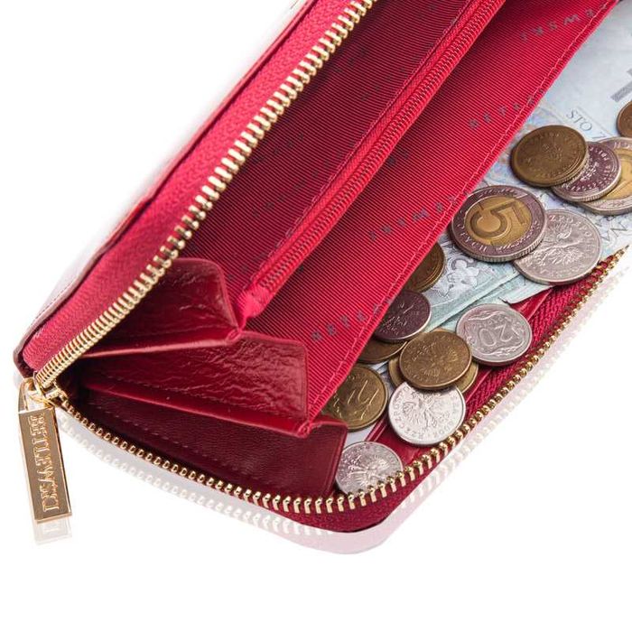 Portfel damski Betlewski skórzany lakierowany RFID czerwony na zamek