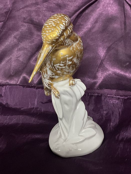 Ave kingfisher vista alegre pintura manual porcelana 17 cm