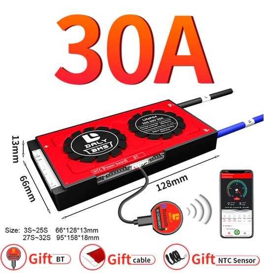 Placa BMS Daly 4S a 16S 30A a 500A continuo c/Bluetooth, NTC