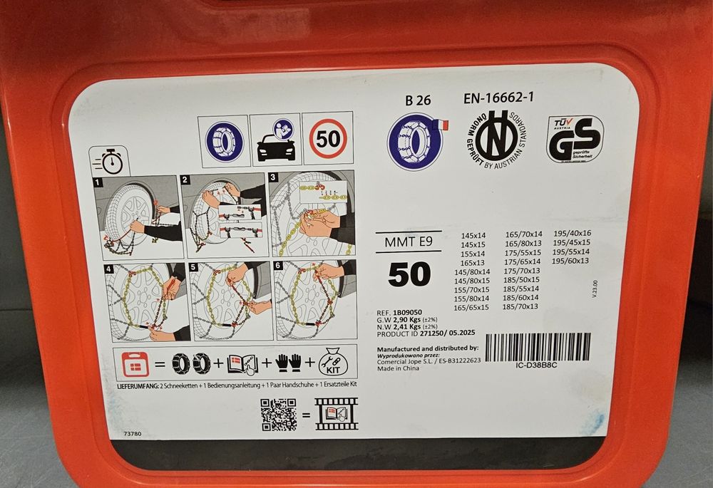 Łańcuchy śniegowe sanochodowe NOWE  Mammooth  MMT E9 50