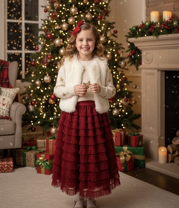 Długa tiulowa spódniczka yoyo s 104 bordowa