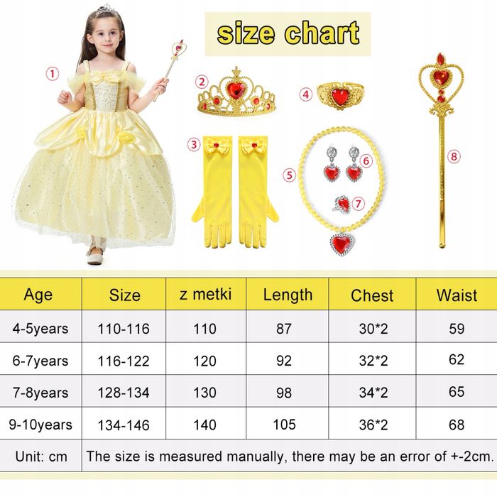 Strój księżniczka bella królewna piękna