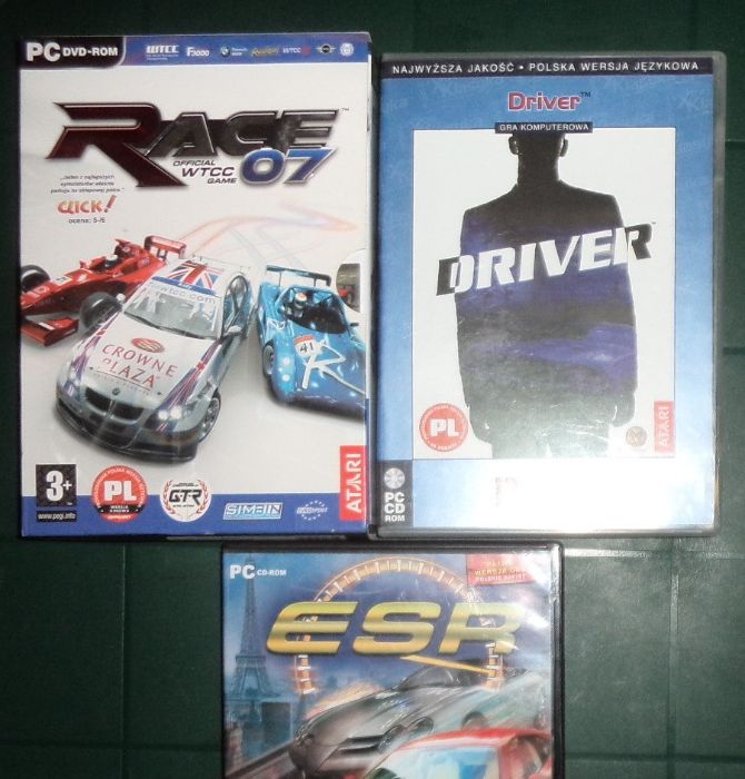 3 gry wyścigowe PC CD DVD BOX, Driver, Race 07, ESR