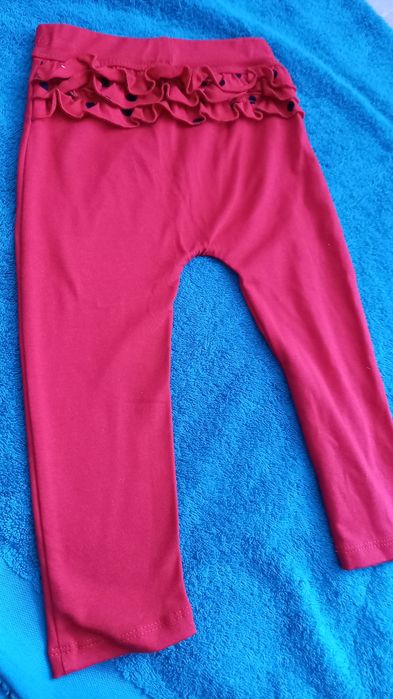 Leginsy czerwone nowe r.86