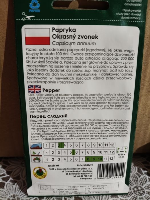 Papryka ostra Okrasny zvonek