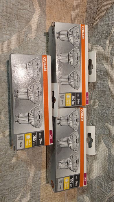 Zestaw 9 żarówek LED Osram GU10 3,6W = 50W 350lm ciepłe białe światło