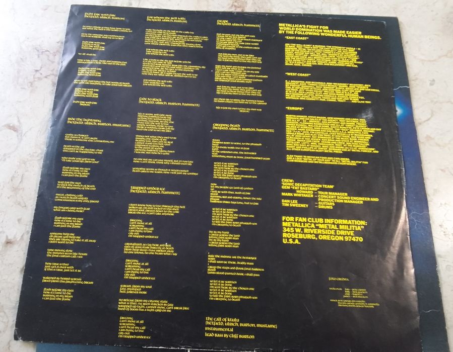 Metallica Ride a lightning disco de vinil lp