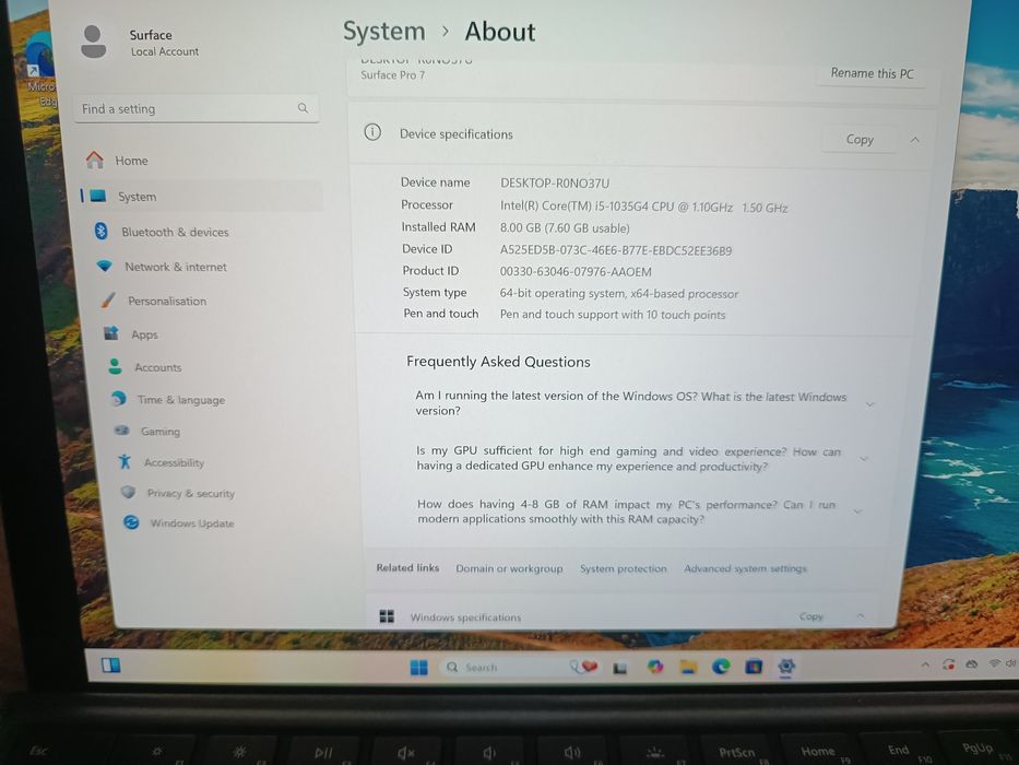 Surface pro 7 czarny