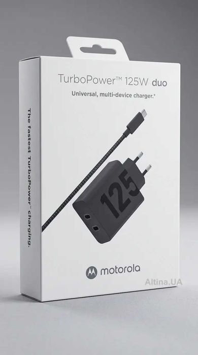 Комплект зарядного MOTOROLA 125W GaN 2С + кабель 2m (PG38C06632)