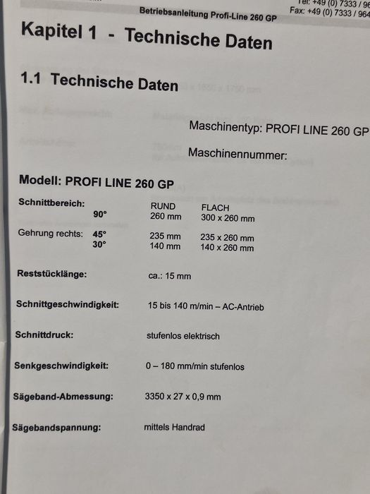 Przecinarka MEBA Pro-Line 260 GP półautomat/skrętna(Amada/Kasto/Bomar)