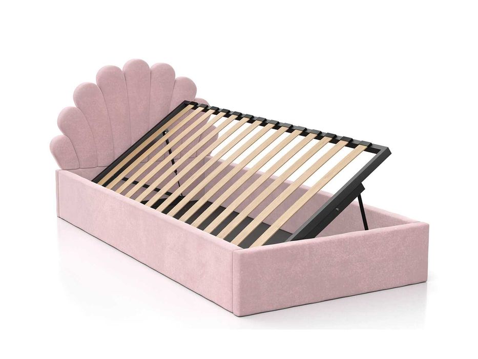 Meble Magnat Łóżko tapicerowane 90x200 róż Velvet Kids Line 3 Muszelka