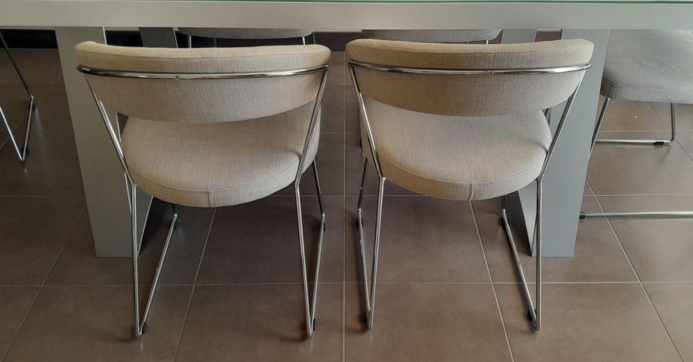 Cadeiras 6 Antarte cromado e forroadas em tecido 6 alta gama