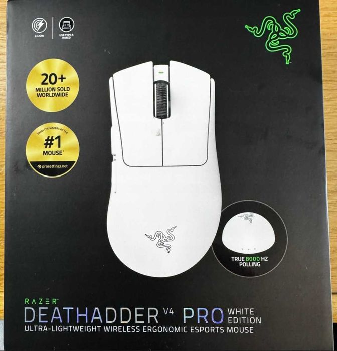 Mysz bezprzewodowa Razer DeathAdder V4 Pro biała 45000 dpi gamingowa