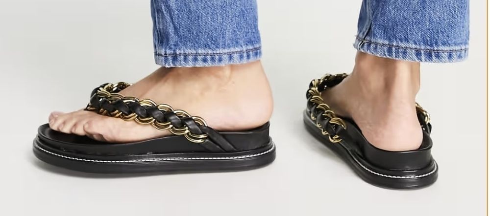 ASOS - skóra Klapki, japonki złoty łańcuszek r. 40