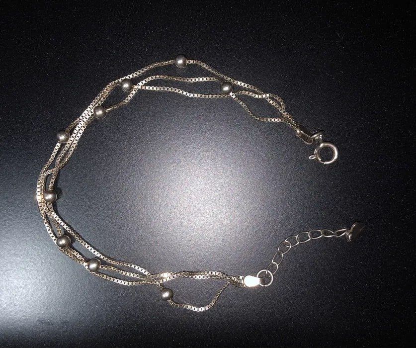 Срібний багатошаровий браслет 925 проби з кульками