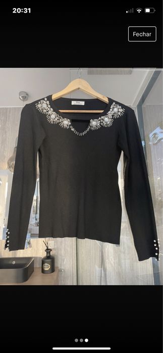 Camisola perolas & pedras