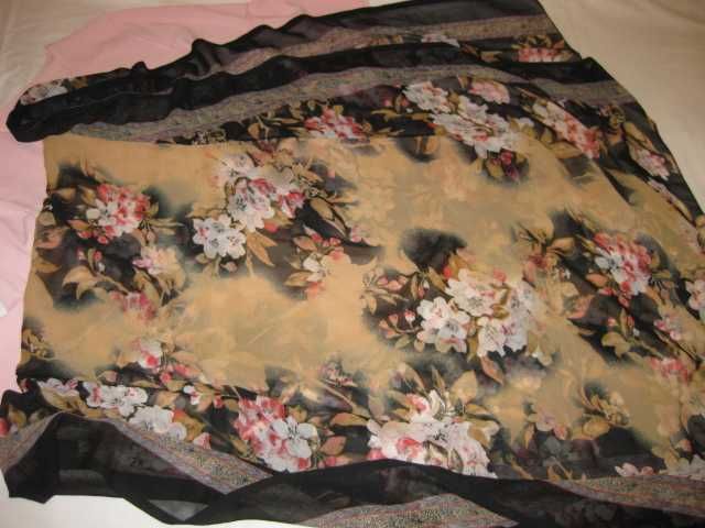 легкий парео шарф шаль платок накидка темний чорний шифоновий