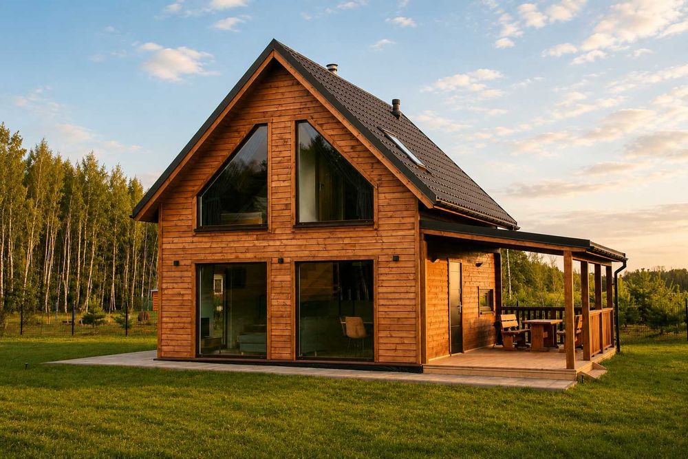 Rumiane Chatki - Jezioro | Balia Jacuzzi | Mazury | Basen | Workation | Domek nad Jeziorem z Balią i Basenem na Mazurach
