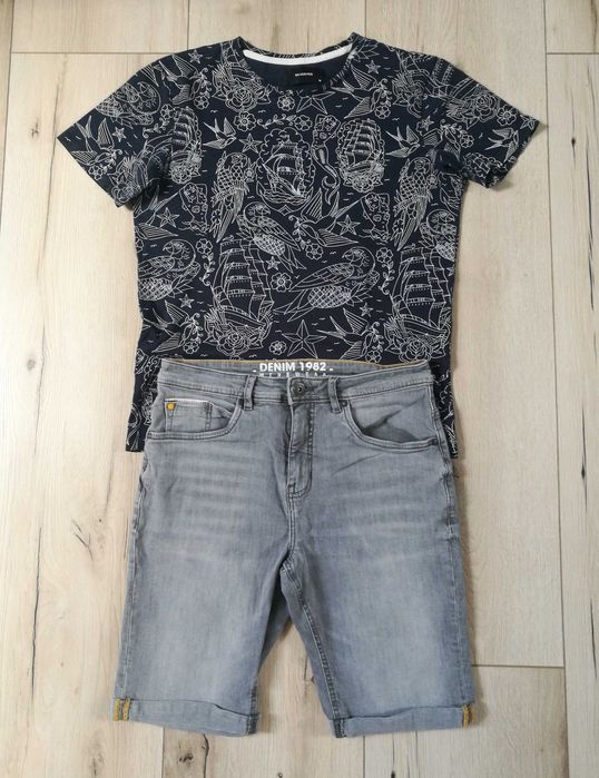 Męskie krótkie spodnie szary jeans M